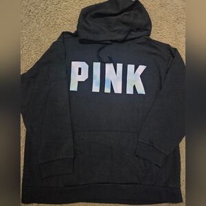 PINK Victoria's Secret XL Rainbow Tie Dye Spellout Pullover Hoodie